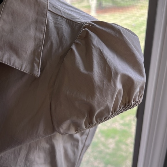 Aqua Khaki Button Down with Tiered Layered Look Dress! - Picture 3 of 8